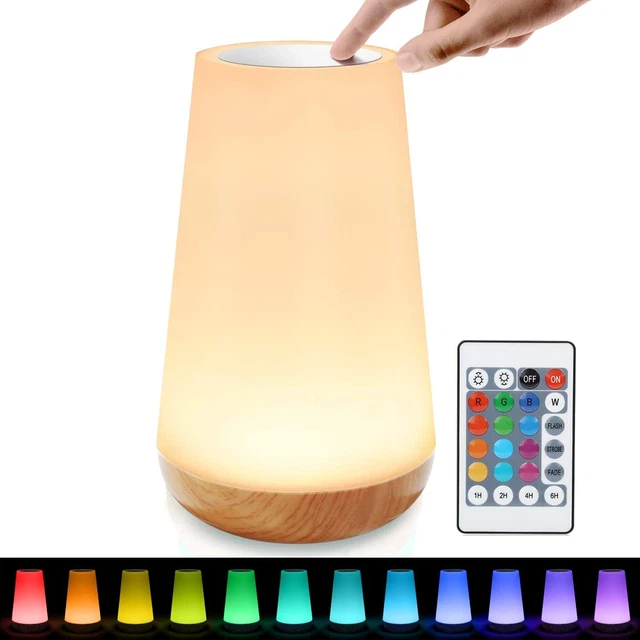 LED Nachttischlampe mit Farbwechsel, Dimmer Touch Funktion Stimmung Nachtlampe.