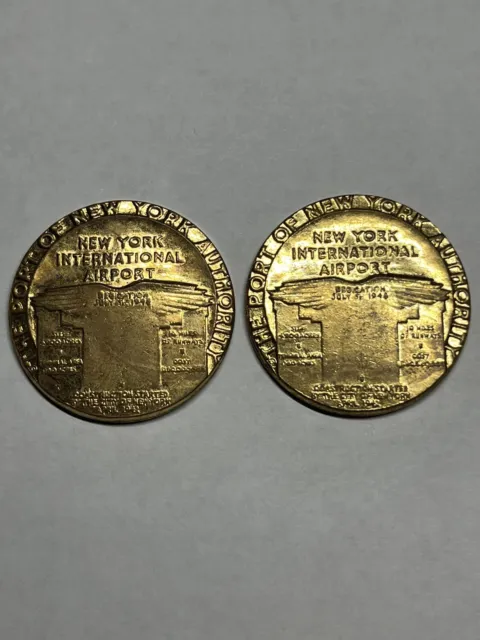 1948 JFK New York International Airport Dedication Dollar. 2 Coins Total