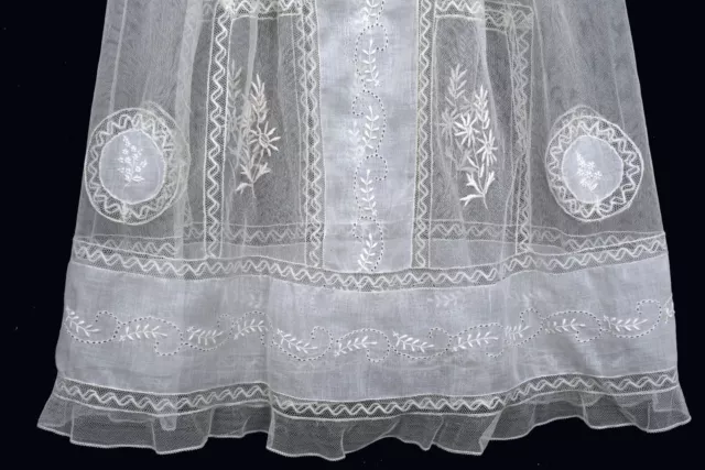 Robe de Baptême ancienne en tulle brodé, Antique Christening gown 3