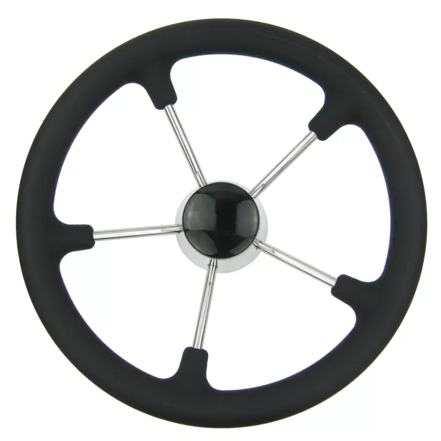 13-1/2 Inch Marine Steering Wheel Destroyer 5 Spoke With Black Foam Grip - Boat