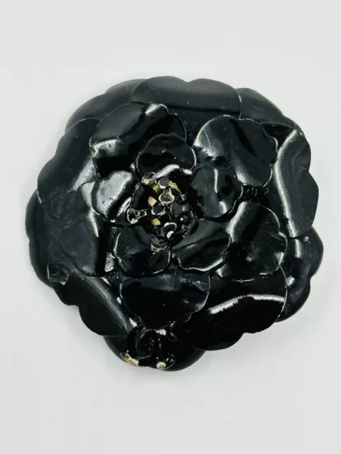 AUTHENTIC CHANEL CAMELLIA Black Flower Pin Brooch £220.00 - PicClick UK