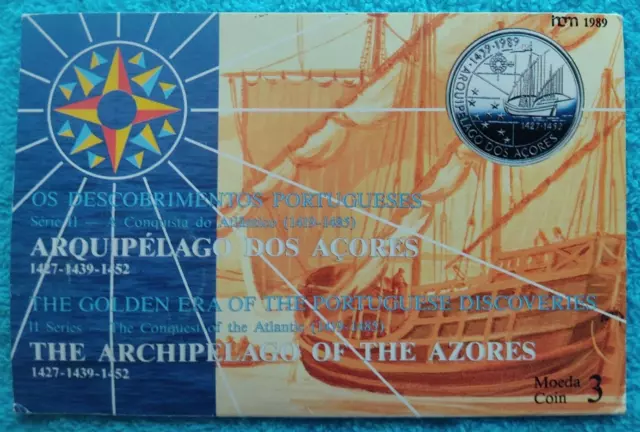 PORTUGAL Cartera 100 escudos 1989 Azores PLATA 0,925-21 gr. (BU)