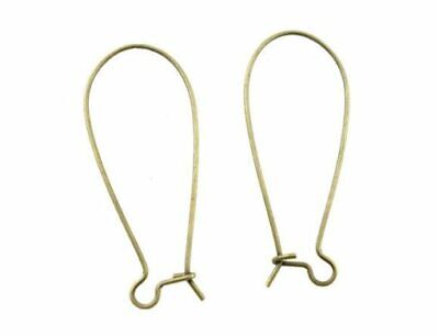 50 pcs (25 Pairs) Antique Bronze Kidney Earring Hooks -35x15mm – LARGE 21 Gauge
