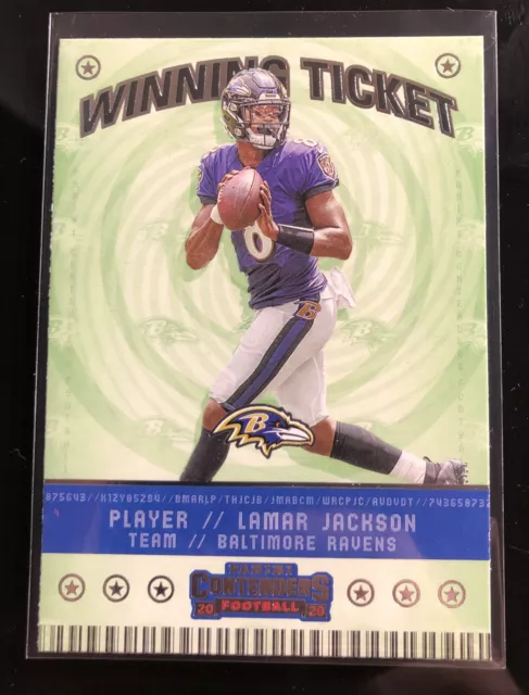 2020 Panini Contenders Football Lamar Jackson Winning Ticket WT4 Ravens