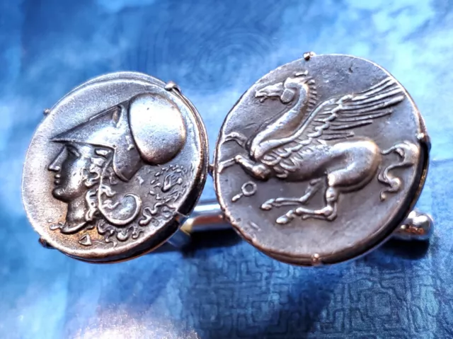 Pegasus Mythical Flying Horse Goddess Athena Ancient Greek Coin Cufflinks + Box 2