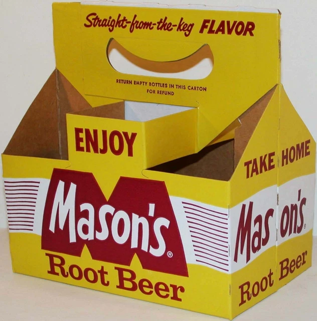 VINTAGE SODA POP bottle carton MASONS ROOT BEER 8oz size new old stock