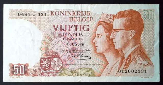 Belgium. 50 Francs. 1966.