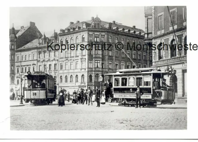 "Altes Foto"- Straßenbahn Chemnitz Umsteigestelle Nikolaibrücke mit TW 5 & 18 um