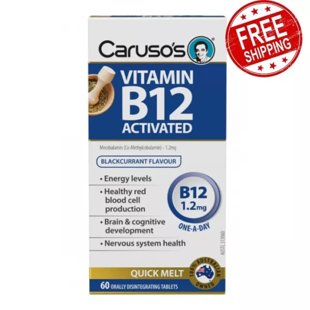 Carusos Vitamin B12 Activated Methylcobalamin 1.2mg 60 Tablets Blackcurrant