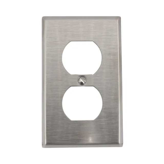 Leviton 84003-40 Duplex Outlet Receptacle Wallplate, 1-Gang, Stainless Steel