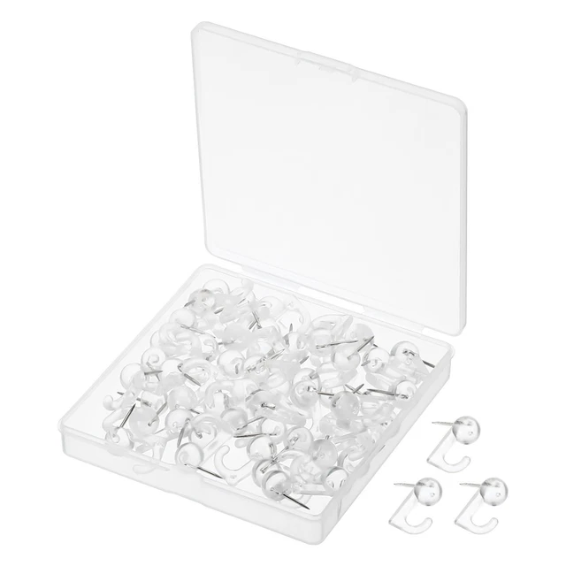 Spingi Spillo Ganci,100pz Plastica Testa Muro Pollice Punta,Trasparente