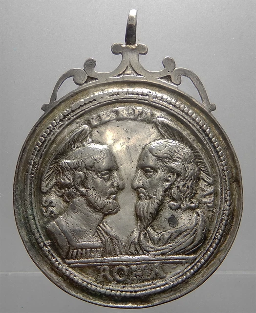 Médaillon Religieux Ancien En Argent - Saint Pierre Et Paul, Rome, XVIIIème Siècle - État BB+ - Italie