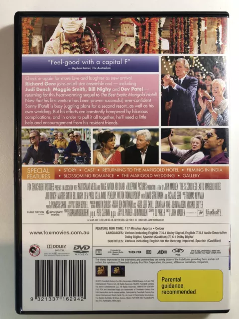 The Second Best Exotic Marigold Hotel (DVD 2015) Region 4 Comedy,Drama,Romance, 2