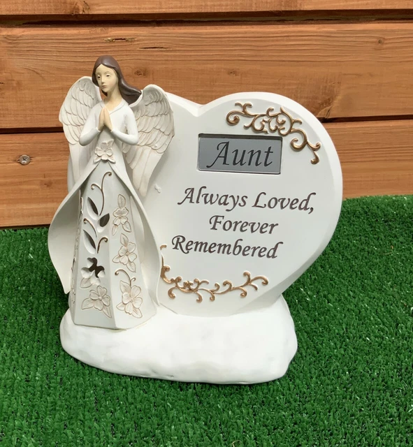 Praying Angel with Gold Flowers, & Verse LED Light AUNT memorial ornament