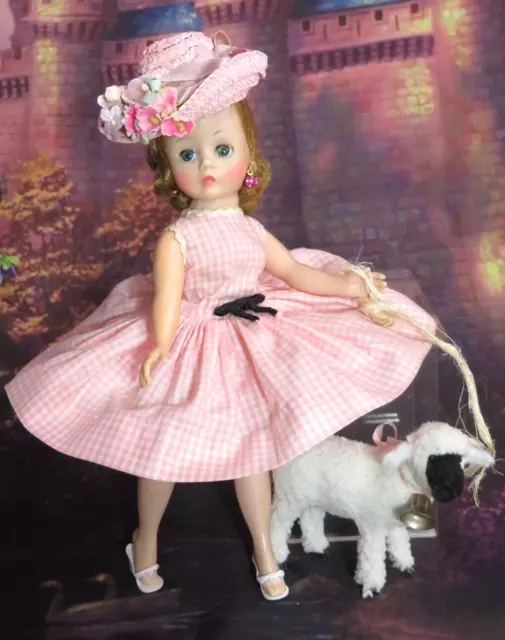 VINTAGE 1957 blonde MADAME ALEXANDER CISSETTE DOLL tagged pink DRESS hat LAMB