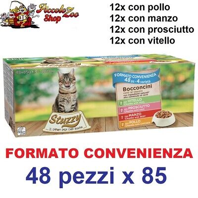 Stuzzy Cat Farm bocconcini 48 bustine x 85gr in 4 gusti cibo umido per gatti