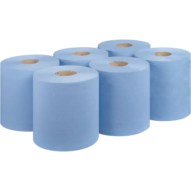 Blue CentreFeed Rolls 6 |12 Paper Wipe Embossed Rolls 2 Ply BIGGER