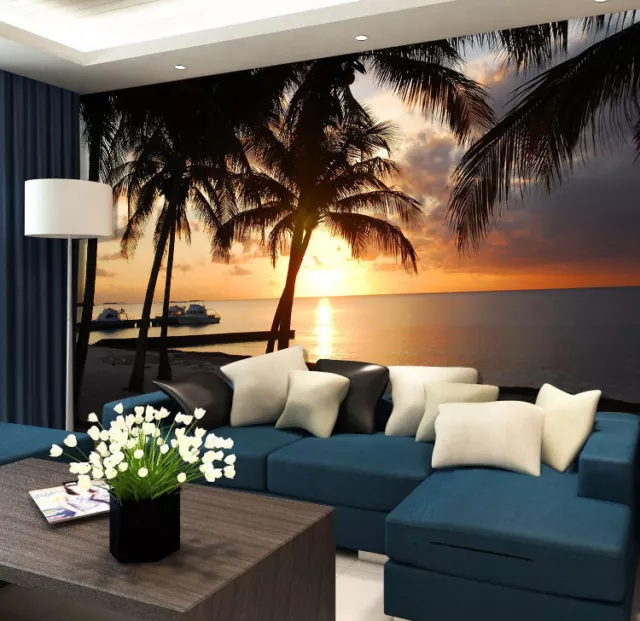 Coconut Palms Tropic  Full Wall Mural Photo Wallpaper Print Kids Home 3D Decal 3