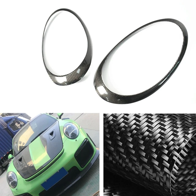 2x Copri Palpebre Finitura Per Porsche 911 991 Carrera 2012-15 Fibra di Carbonio