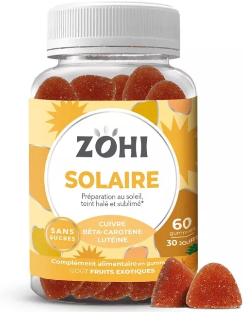 60 gommes Complément Alimentaire Solaire -Gummies Solaire goût Fruits exotiques-