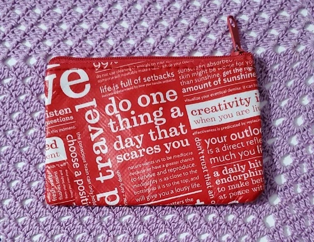 Lululemon Manifesto Zipper Pouch Coin Purse Card Holder Wallet Gift Red White