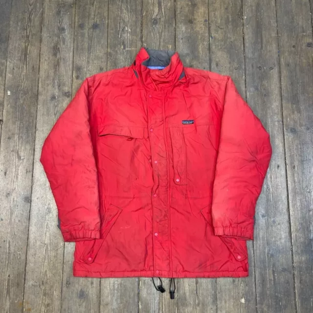 Patagonia Rain Coat Vintage Full Zip Sports Parka Jacket, Red, Mens Large