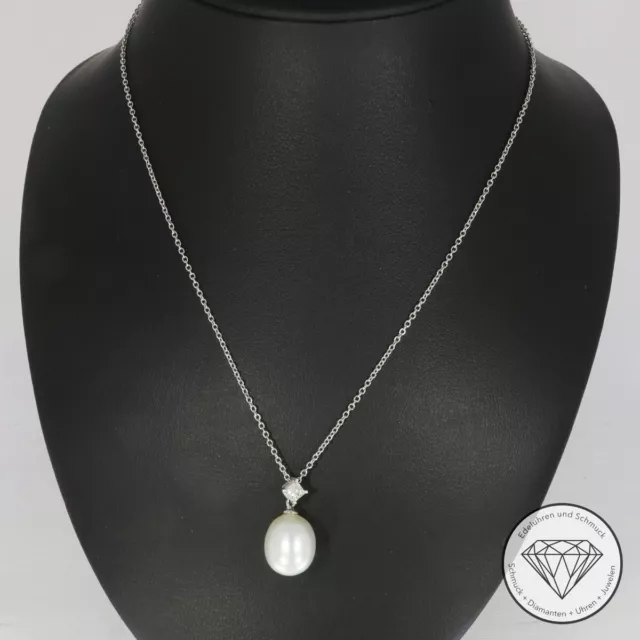 Wert 1.000,- Wunderschönes Perlen Diamant Collier 750 / 18 Karat Weiß Gold xxyy