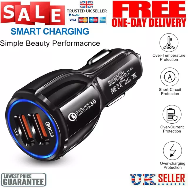 FAST CAR CHARGER 2 USB Port For Iphone Samsung Universal Socket Adapter