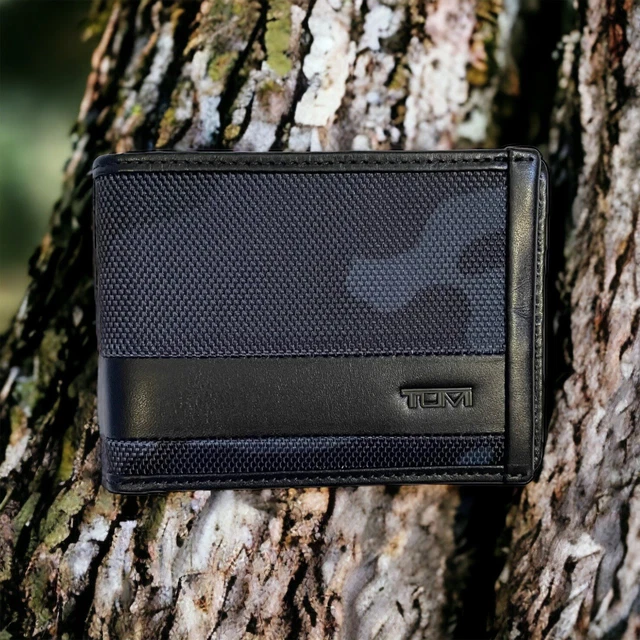 Tumi Brand ALPHA Mens Double Billfold Wallet Navy Camo Black New Fast Ship