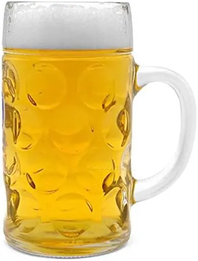 Oktoberfest Large 44 Oz Dimpled Glass Jumbo Beer Mug With Handle