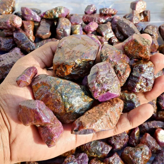 Natural Red Star Ruby Certified Crystal Healing Untreated Rough Loose Gemstone