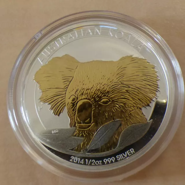 Australia 50 cents Koala 2014 gilded silver 99.9% 1/2 oz coin + capsule (argent)