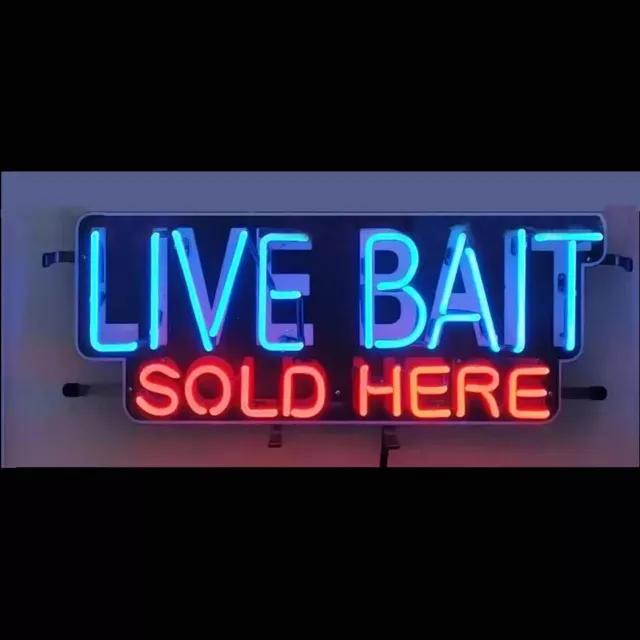 20" Live Bait Sold Here Light Neon Sign Lamp Visual Collection Decor Beer Bar L