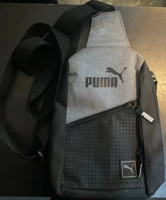 Puma Mens Crossbody Shoulder Sling Bag Anti-theft Gym Bag Black Gray