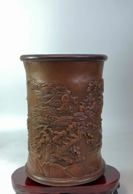 Antique Carved Bamboo Brush Pot, Bitong, Circa 19th Century