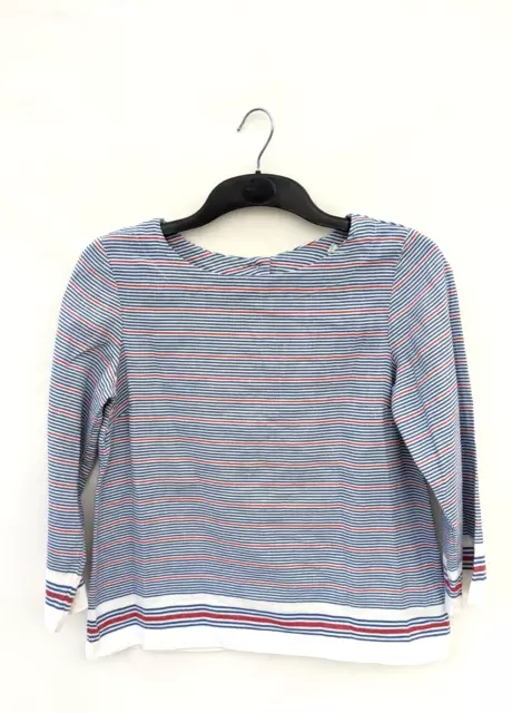 Seasalt Shirt Womens 8 Blue Stripe Linen Cotton Blouse Calenick Top Pullover