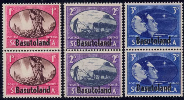 1945 Basutoland SC# 29-31-Peace Issue-South Africa Nos.100-102 Overprinted-M-H