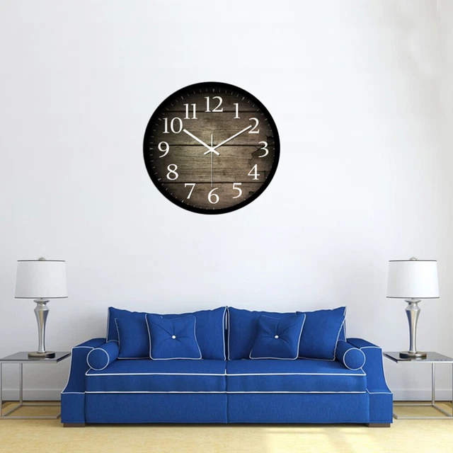 Ménage pendaison murale motif créatif en bois grande horloge murale muette 3