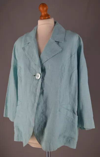 Ladies Per Una Mint Green 100% Linen Blazer Jacket Size UK 18