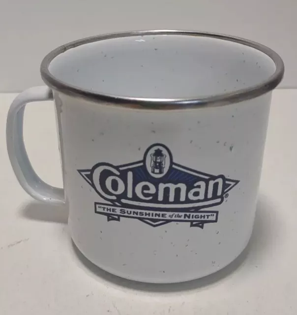 Coleman “The Sunshine Of The Night ”  White Enamel Vintage Camping Mug/Cup