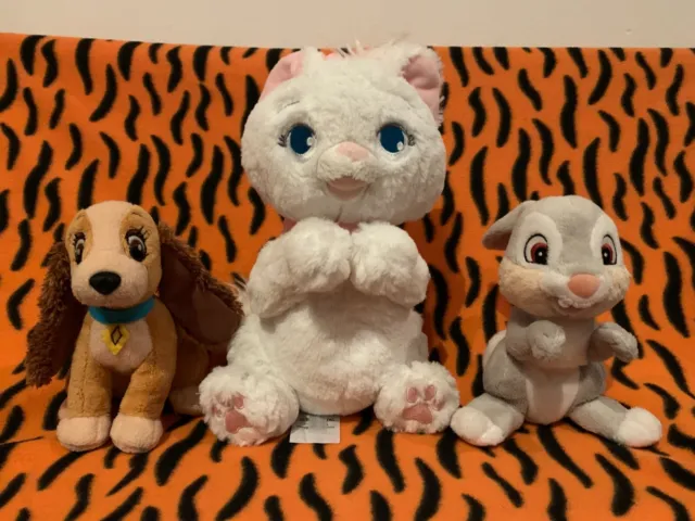 Disney Aristocats Bambi Lady and the Tramp Marie Thumper Soft Toy Plush Bundle