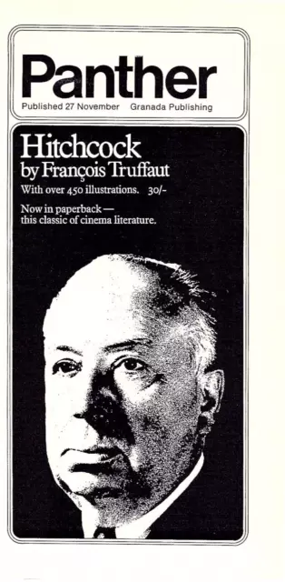 (F&F62) Book Advert 11X6" Hitchcock By Francois Truffaut
