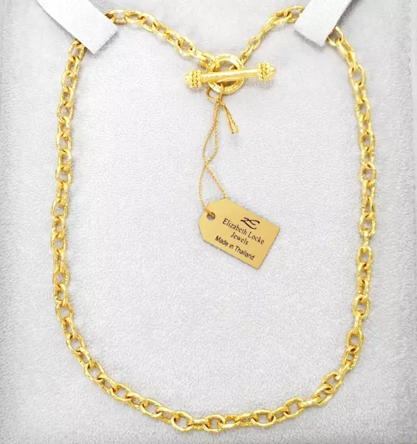 NEW Elizabeth Locke 19K Hammered Yellow Gold Orvieto Toggle Necklace $11,000 +