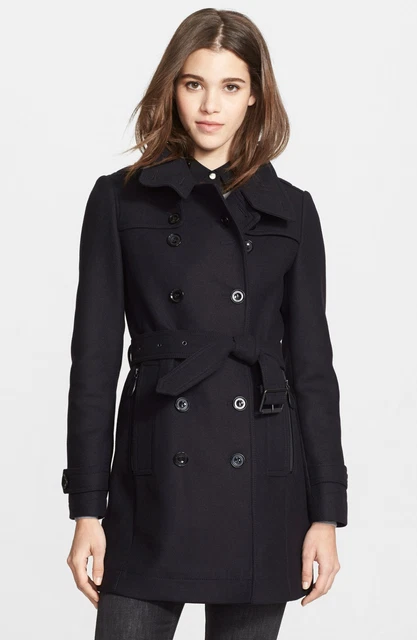 Auth BURBERRY BRIT Daylesmoore Wool blend Trench Coat Navy US 14 UK 16 NWT $1.3K