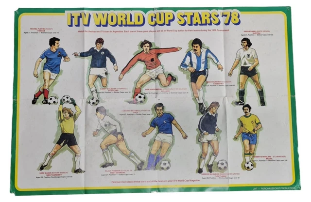 POSTER VINTAGE RETRÒ 1978 ITV Coppa del Mondo stelle, inserto dalla