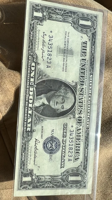 1957 One dollar STAR NOTE BLUE SEAL Silver Certificate, CU choice