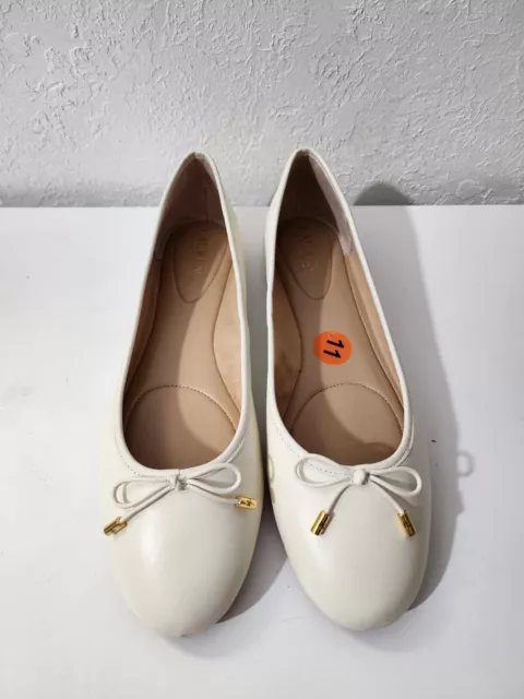 Lauren Ralph Lauren Jayna Slip On Ballet Flats Shoes Vanilla White Women's Sz 11