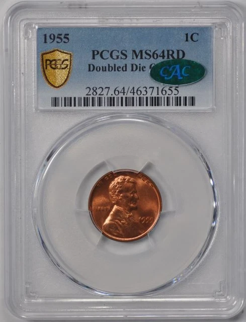 1955 1C Doubled Die Obverse Lincoln Cent - Type 1 Wheat Reverse PCGS MS64RD (...