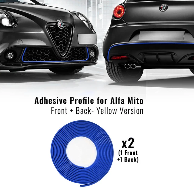 Profilo Adesivo Blu Per Paraurti Alfa Mito | Anteriore + Posteriore | Adesivo 3M Alta Tenuta