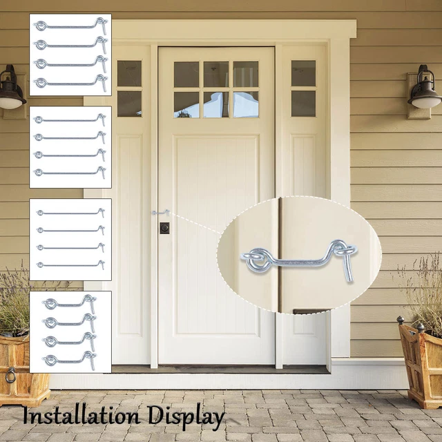 Cabin Hooks Eye Latch Privacy Hook w Screws for Window Slide Barn Door 4pcs